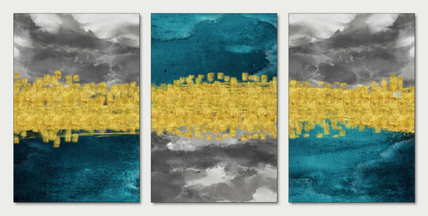 3d abstract marble wallpaper for wall decor .Resin geode and abstract art, functional art, like watercolor geode painting. golden, blue, turquoise, and gray background