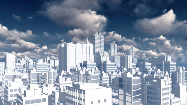 istock Abstract 3D white modern city downtown skyscrapers 1395809205