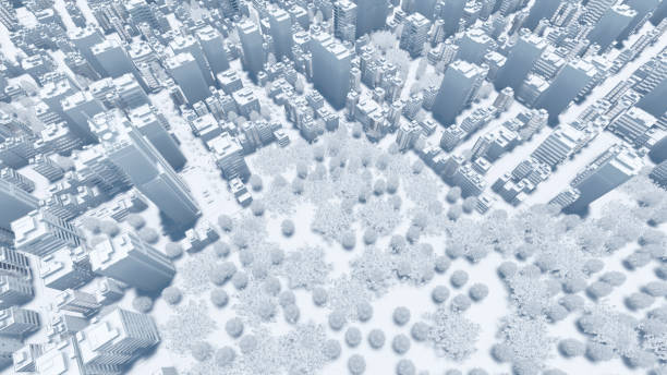 istock Aerial view abstract modern white city downtown 3D 1395809225