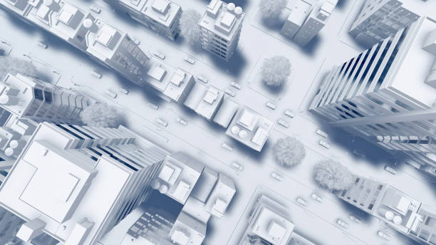 istock Top view abstract modern city downtown buildings 1395809270