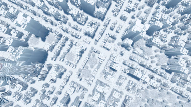 istock Top view abstract modern city as white scale model 1395809287