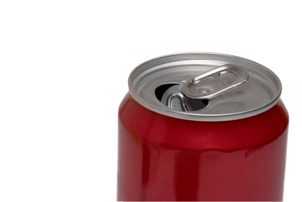 istock Closeup red slim aluminum can white background 1395826667