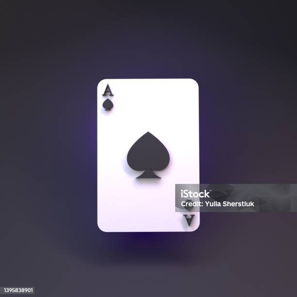 Ace Playing Card Casino Element Render In 3d Stock Photo - Download Image Now - Playing Card, Poker - Card Game, Digitally Generated Image