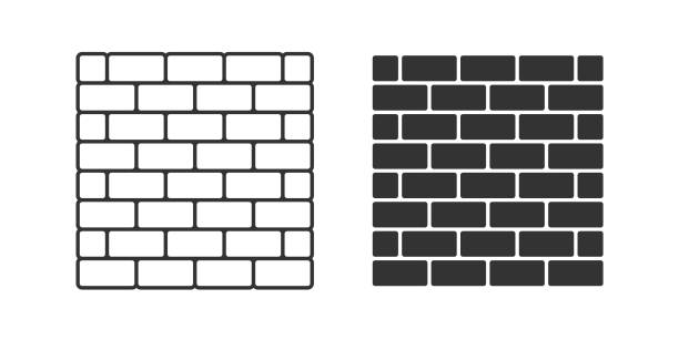 벽돌 벽 아이콘입니다. 안전 및 보호 표지판. 방화벽 기호입니다. 벡터 일러스트 레이 션 이미지. - brick stock illustrations