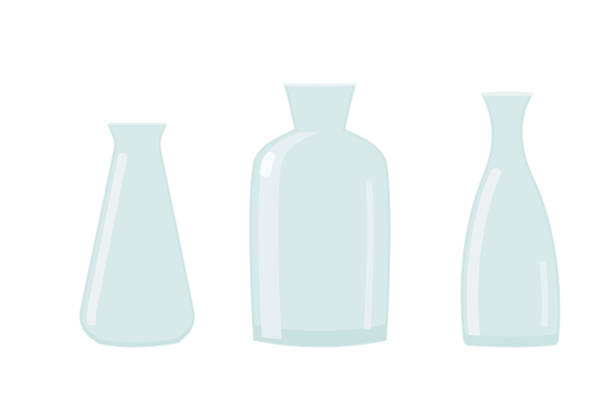 ilustrações, clipart, desenhos animados e ícones de conjunto de vasos de vidro para flores - jug water pottery clay
