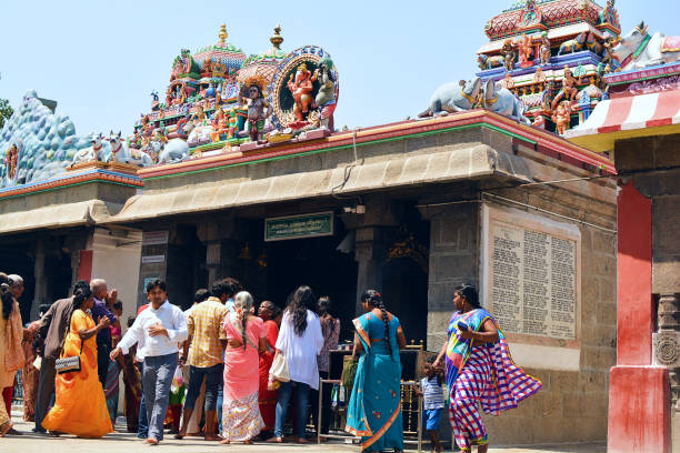 A group of people devotees in a Hindu temple.
CHENNAI, INDIA  MARCH 03, 2017: Devotees gathers at Kapaleeshwarar Temple, Chennai, India. A group of people devotees gathers at Kapaleeshwarar Temple, which is a Hindu temple dedicated to lord Shiva located in Mylapore, Chennai in the Indian state of Tamil Nadu. kapaleeswarar temple photos stock pictures, royalty-free photos & images
