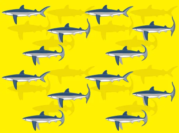 Vector illustration of Blue Shark Animation Seamless Wallpaper Background