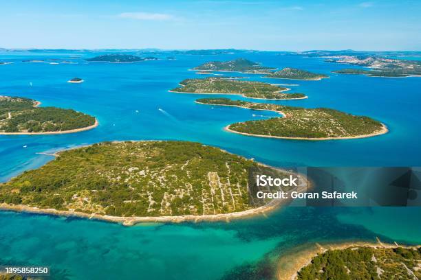 The Aerial View Of The Islets Murter Island In Croatia Stock Photo - Download Image Now