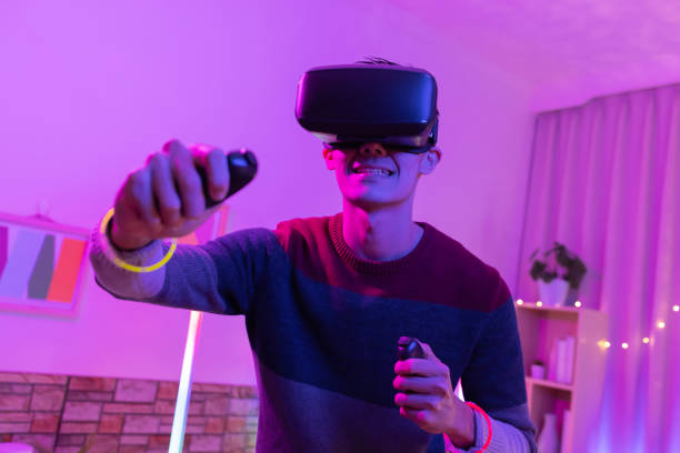 cybersport gamer play with vr