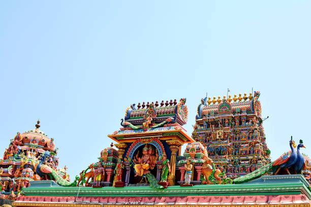 A Hindu Temple Kapaleeshwarar Temple is a Hindu temple dedicated to lord Shiva located in Mylapore, Chennai in the Indian state of Tamil Nadu. kapaleeswarar temple photos stock pictures, royalty-free photos & images