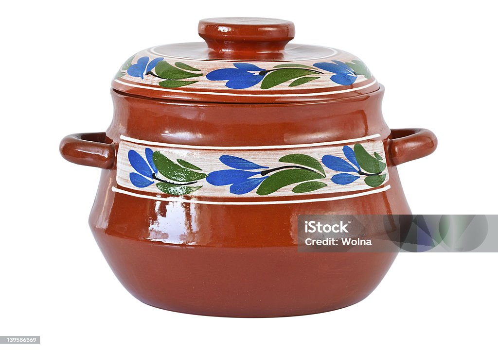 Ceramic saucepan Kitchen ceramic pot isolated on white background Brown Stock Photo