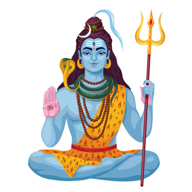 illustrazioni stock, clip art, cartoni animati e icone di tendenza di lord shiva, festival indiano maha shivratri, illustrazione vettoriale - hinduism