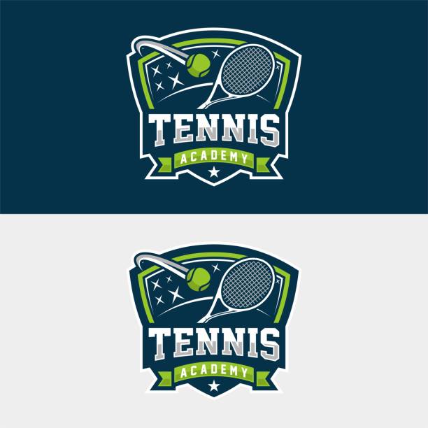 tennis-icon-design, sport-badge-vorlage. vektorillustration - tennis tennis ball serving racket stock-grafiken, -clipart, -cartoons und -symbole
