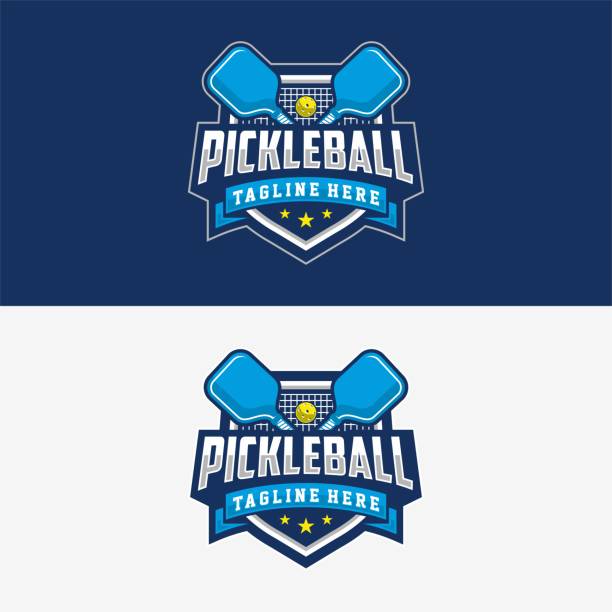illustrations, cliparts, dessins animés et icônes de icône du badge pickleball dans un style minimaliste moderne - sport de raquette