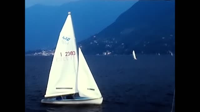 sailing canoe competition on Lake Como from the 80s