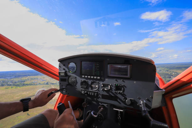 istock Inside cabin of a small private propeller plane 1395869665
