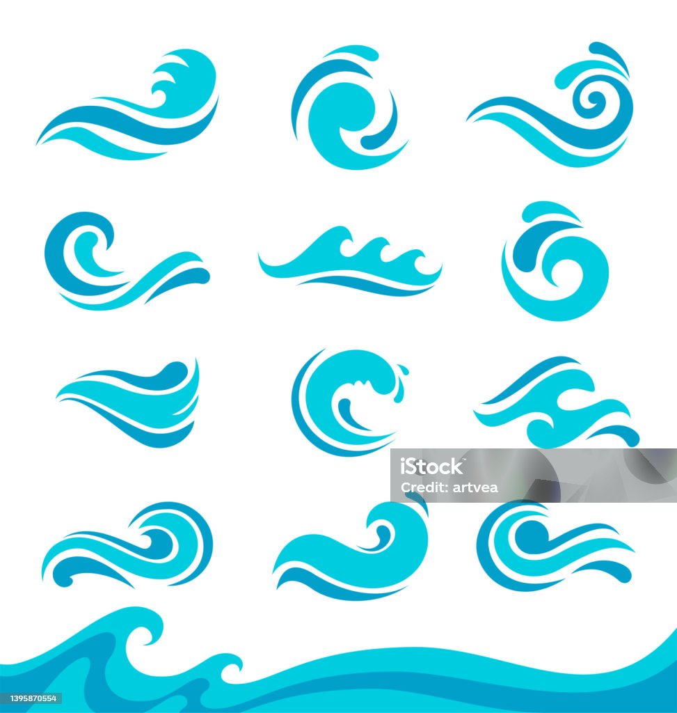 Blue Waves Set. Liquid shape elements Vector illustration of the blue waves set. Wave Pattern stock vector Blue Waves Set. Liquid shape elements Vector illustration of the blue waves set. Wave Pattern stock vector