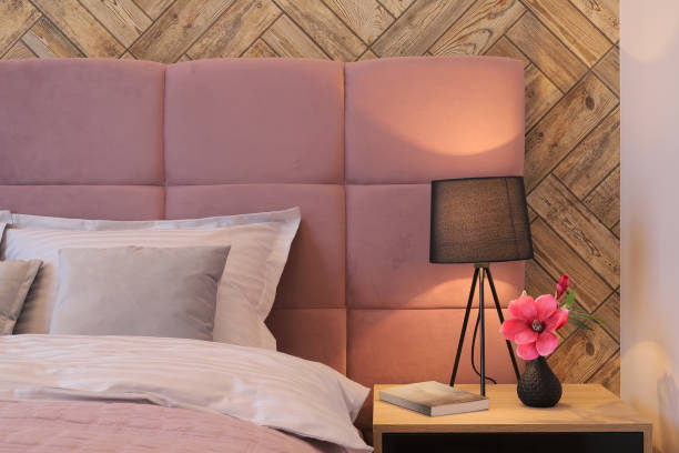 istock Night lamp on the bedside table in the bedroom 1395870720