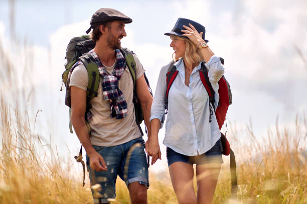 istock Adorable couple exploring countryside together 1395874837
