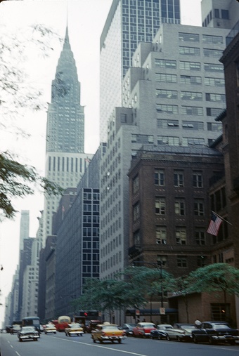 New York City, NY, USA, 1965. Street scene in downtown Manhattan.