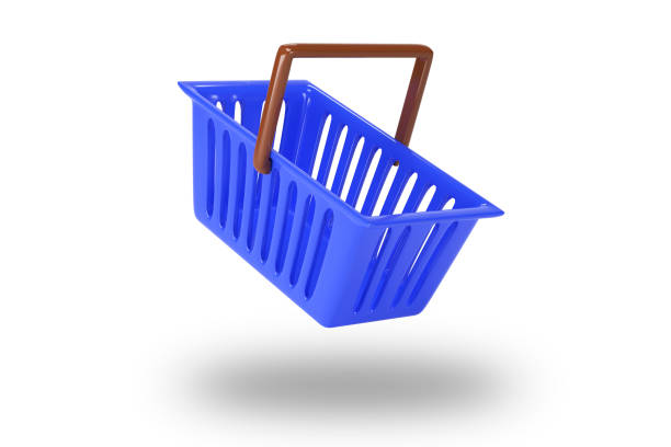 istock Realistic blue shopping carts isolated on white background. 3d render 1395877615