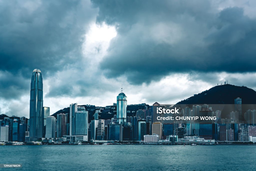 despair Hong Kong skyline, View From Victoria Harbour Chance Stock Photo