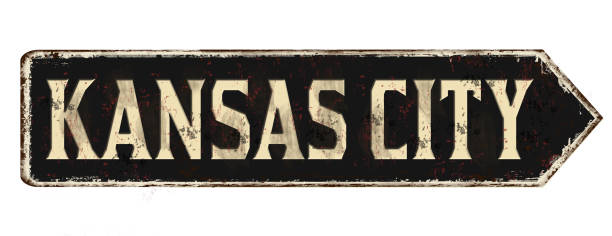 istock Kansas city vintage rusty metal sign 1395880706