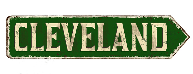 Cleveland vintage rusty metal sign on a white background, vector illustration