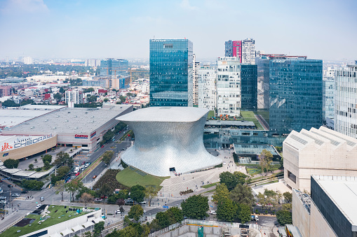 Mexico City, CDMX, Mexico, OCT 20 2021, Soumaya Museum aerial view