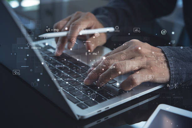 istock IoT, Internet of Things, global network, E-learning, online study concept. Business man working on laptop computer and digital tablet with technology icons 1395883796