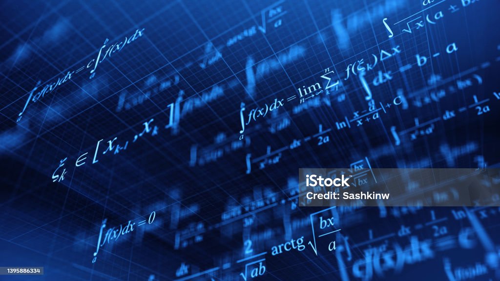 Math Design Render Mathematical Formulas On Blue Background Math Concept 3d Rendering Stok ...