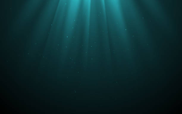 istock Vector Light Rays in Dark Turquoise Underwater Ocean Background. Deep Sea Stormy Water with Plankton Dust Particles. Sun Light Beams Illuminating Darkness Ocean Depths 1395887541