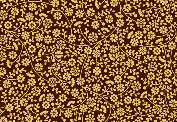 bezszwowa wektorowa damask brązowa satynowa tekstura. kwiatowy wzór, liście kwiatowe gałęzie mleka i tło koloru kawy. projekt papieru do pakowania, wypełnienie strony internetowej, tło - brown silk satin backgrounds stock illustrations