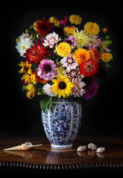 istock Flower Delftware Still Life with Dahlias and Shells 1395888480