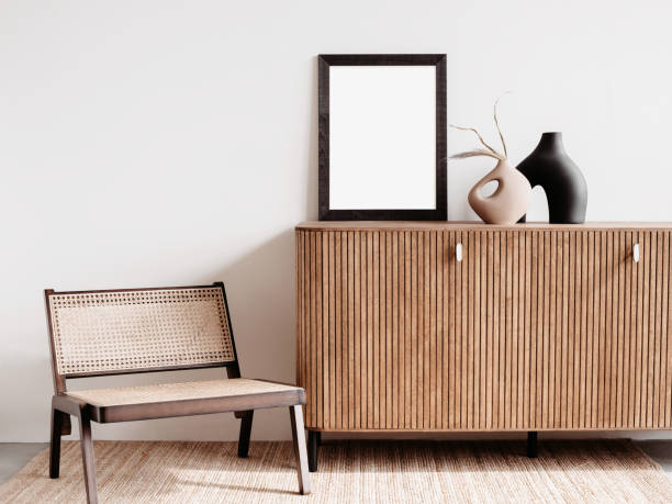 istock Artwork mock-up in interior design. Blank picture frame on a wall 1395889164