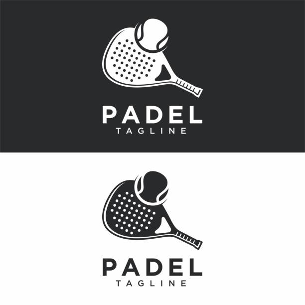 икона padel в современном минималистском стиле - table tennis racket sports equipment ball stock illustrations