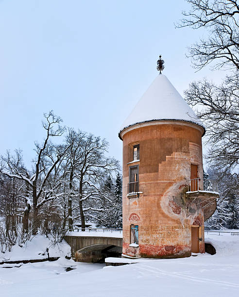 istock Tower and bridge over frozen river vertical 139589254