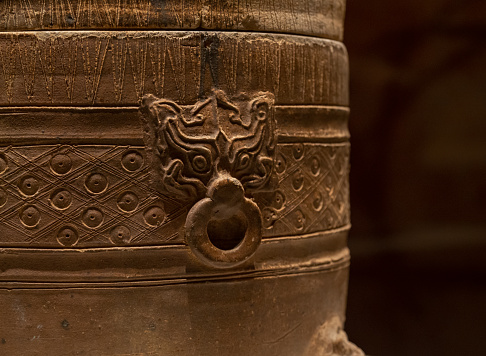 Ancient China Pottery Handle Close-up