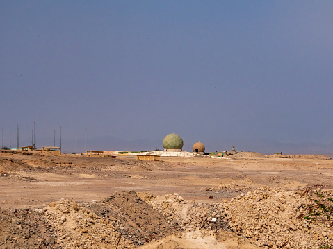 Radar station in the desert. Weather station observatory.
