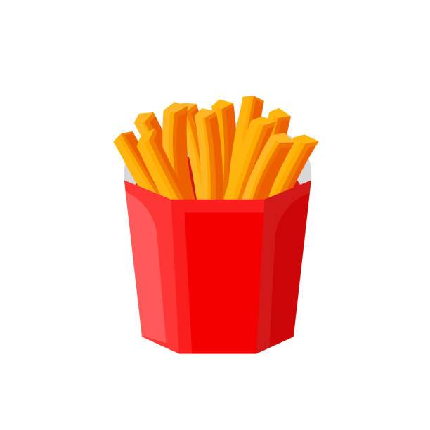 istock French fries in a red box flat illustration. Isolated vector illustration on white background. 1395900318