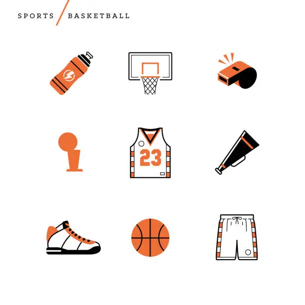 Vector illustration of Illustration of basketball icons