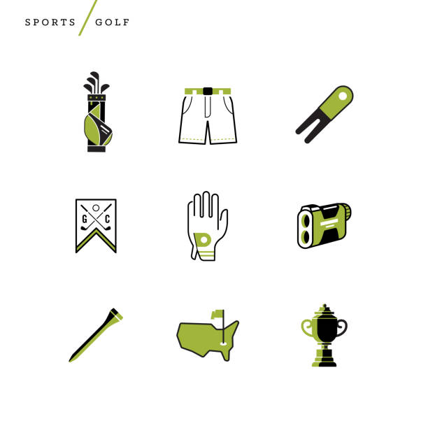 골프 아이콘의 그림 - golf symbol icon set computer icon stock illustrations