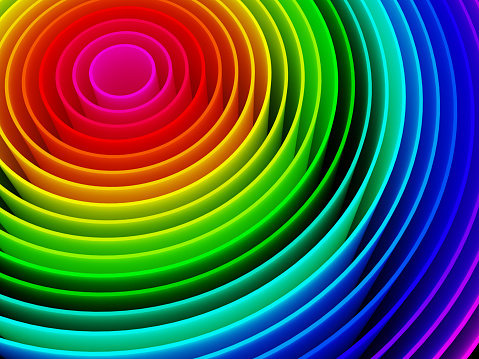 Abstract 3D spiral rainbow background