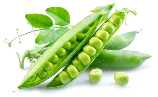 istock Perfect green peas in pod isolated on white background. 1395908466