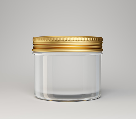 glass jar isolated on a grey. 3d illustration