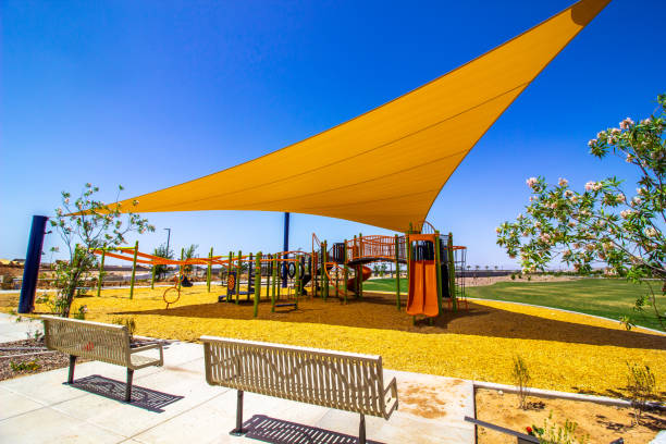 istock Children's Play Area With Stretched Canopy For Shade 1395916726