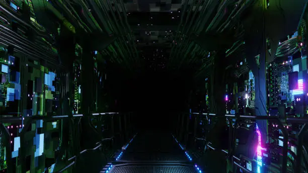 Photo of Inside Digital Wiring Network Tunnel Sci-fi