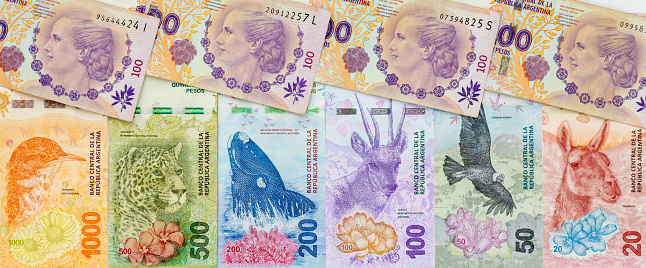 Billetes Argentinos, Varios tipos, Panorama, Concepto financiero photo