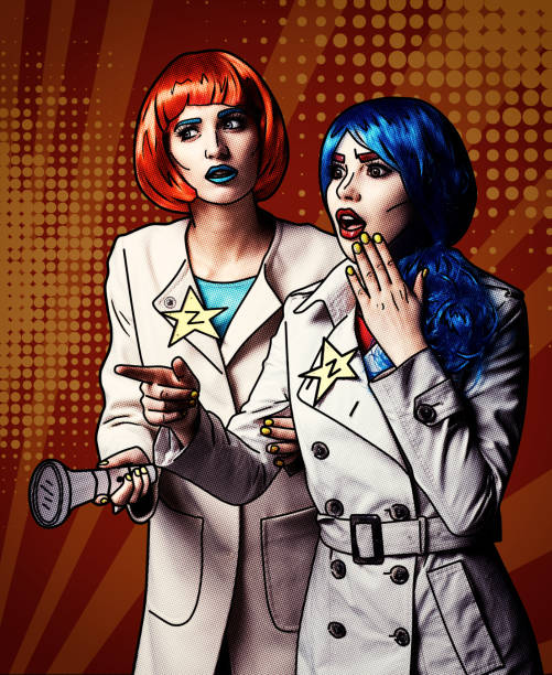 Female detectives investigate a crime.