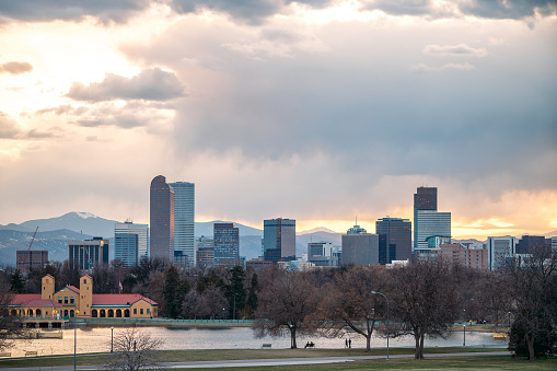 Storm Clouds Rising Over Denver Colorado's Skyline from City Park in the Summer